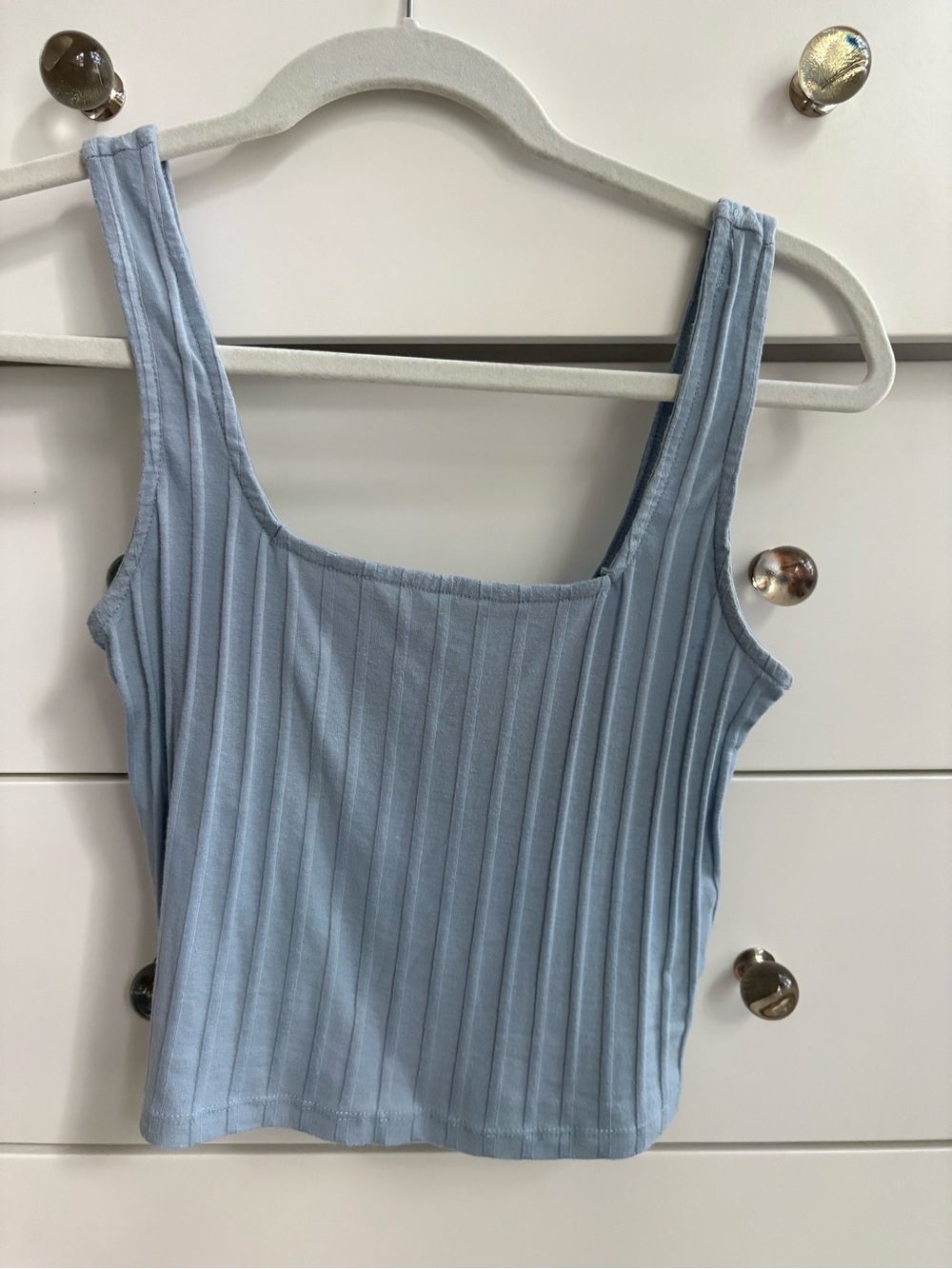 Cotton On Baby Blue Ribbed Square-Neck Cropped Tank